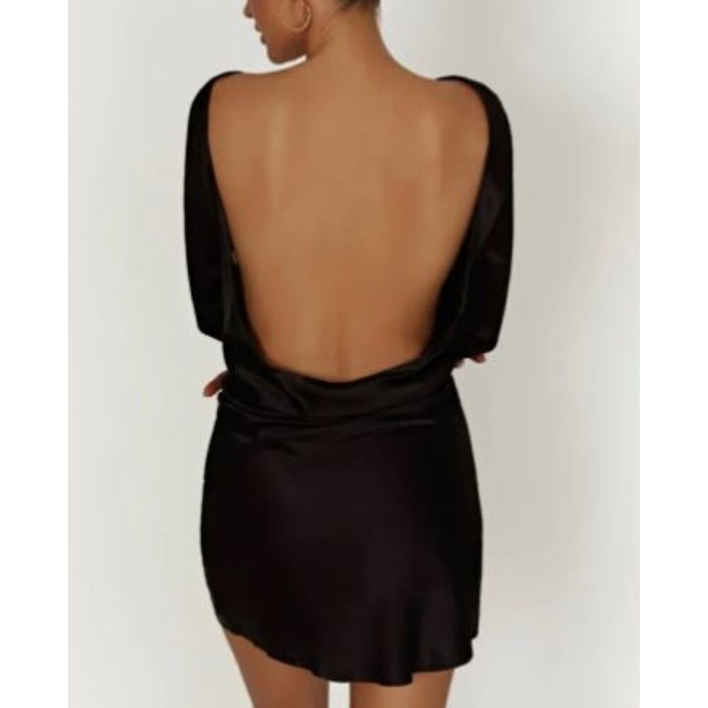 MESHKI Satin Backless mini dress Sz Large Vamp Witch Dark Romantic Minimal